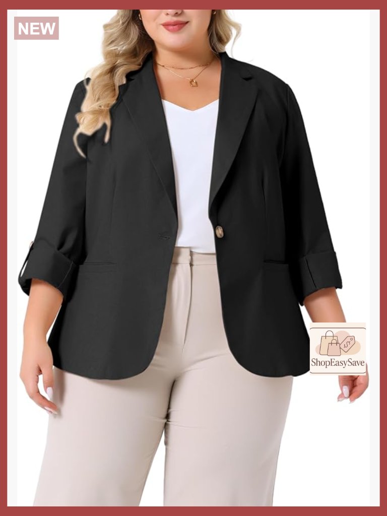 Linen Cotton Blazer Lightweight Relaxed Fit Office Business Chic Button Front